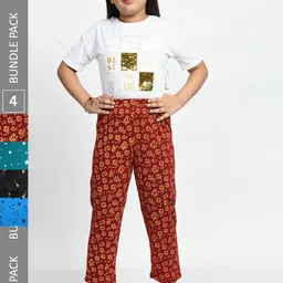 BAESD Girls Pack Of 4 Printed Lounge Pants-image-63