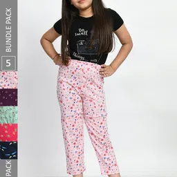 BAESD Girls Pack Of 5 Printed Pure Cotton Lounge Pants-image-23