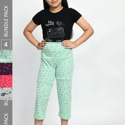 BAESD Girls Pack Of 4 Printed Pure Cotton Lounge Pants-picture-28