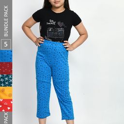 BAESD Girls Pack Of 5 Conversational Printed Pure Cotton Lounge Pants-image-58
