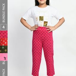 BAESD Girls Pack Of 4 Printed Cotton Cropped Lounge Pants-image-84