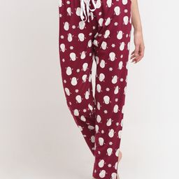 Kanvin Maroon Printed Cotton Lounge Pants-image-72