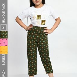 BAESD Girls Pack Of 3 Conversational Printed Pure Cotton Lounge Pants-image-93