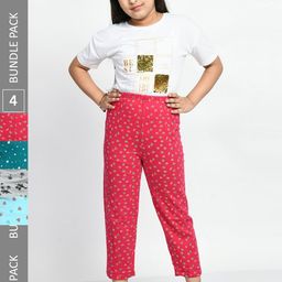 BAESD Girls Set Of 4 Printed Cotton Lounge Pants-image-43