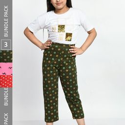BAESD Girls Pack Of 3 Printed Cotton Lounge Pants-image-97