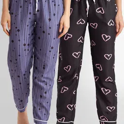 FashionRack Women Pack of 2 Printed Cotton Lounge Pants-picture-13
