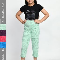 BAESD Girls Pack Of 4 Printed Cotton Lounge Pants-image-85