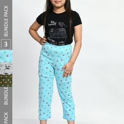 BAESD Girls Pack Of 3 Conversational Printed Pure Cotton Lounge Pants-image-52