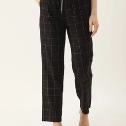 Kryptic Women Checked Relaxed Fit Pure Cotton Lounge Pants-picture-2