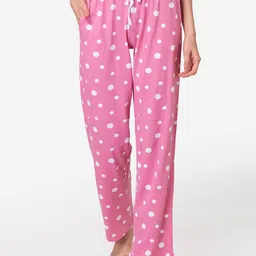 Lounge Dreams Woman Pink Polka Dot Cotton Lounge Pants-image-60