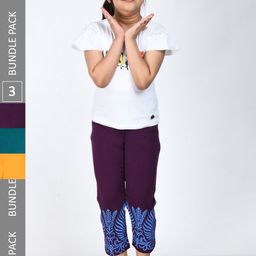IndiWeaves Girls Pack of 3 Printed Cotton Lounge Pants-image-63