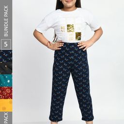 BAESD Girls Pack Of 5 Printed Cotton Lounge Pants-image-80