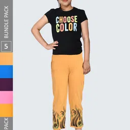 IndiWeaves Pack of 5 Cotton Printed Ankle-Length Leggings-image-5