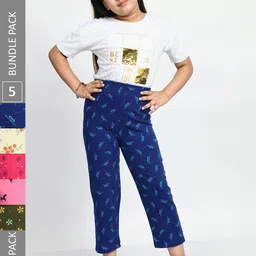 BAESD Girls Pack Of 5 Printed Pure Cotton Lounge Pants-picture-24
