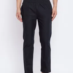 Hypernation Men Black Solid Pure Cotton Lounge Pants-42