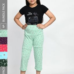 BAESD Girls Pack Of 5 Printed Cotton Lounge Pants-image-88