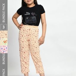BAESD Girls Pack Of 3 Printed Cotton Lounge Pants-image-37