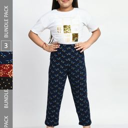 BAESD Girls Mid-Rise Pack Of 3 Cotton Printed Lounge Pants-image-71