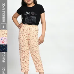 BAESD Girls Pack Of 3 Printed Pure Cotton Lounge Pants-picture-14