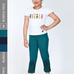 IndiWeaves Girls Pack of 3 Printed Cotton Lounge Pants-image-58
