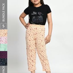 BAESD Girls Pack Of 5 Printed Pure Cotton Lounge Pants-image-88