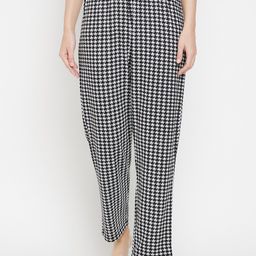 MADAME M SECRET Women Grey & Black Printed Checked Lounge Pants-image-50