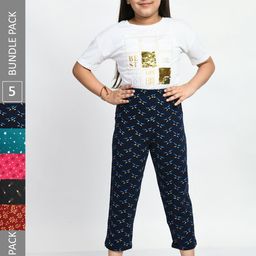 BAESD Girls Pack Of 5 Printed Pure Cotton Lounge Pants-image-26