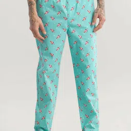 Snitch Blue Men Printed Cotton Lounge Pants-image-24