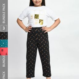 BAESD Girls Pack of 3 Printed Cotton Lounge Pants-image-92