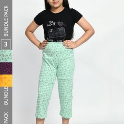 BAESD Girls Pack Of 3 Conversational Printed Pure Cotton Lounge Pants-image-86