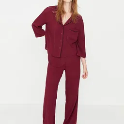 Trendyol Lapel Collar Shirt Night Suit-image-27