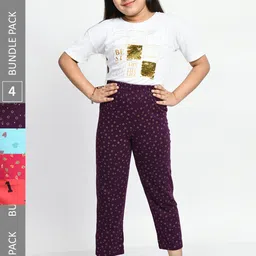 BAESD Girls Pack Of 4 Printed Cotton Cropped Lounge Pants-picture-7