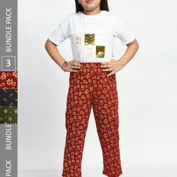 BAESD Girls Pack Of 3 Printed Cotton Lounge Pants-image-93
