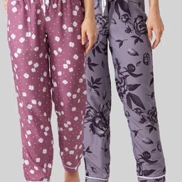 FashionRack Women Pack of 2 Pink & Purple Printed Lounge Pants-picture-19
