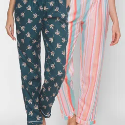 FashionRack Women Pack of 2 Printed Cotton Lounge Pants-picture-44