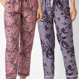 FashionRack Women Pack of 2 Printed Cotton Lounge Pants-picture-43