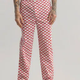 Snitch Red Men Printed Cotton Lounge Pants-image-121