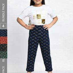 BAESD Girls Pack Of 4 Printed Cotton Lounge Pants-image-76