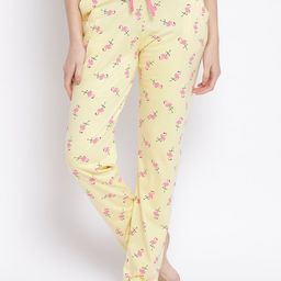 Kanvin Women Yellow Printed Cotton Lounge Pants-image-95