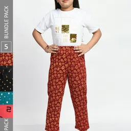BAESD Girls Pack Of 5 Printed Pure Cotton Lounge Pants-image-41