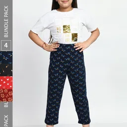 BAESD Girls Pack Of 4 Printed Pure Cotton Lounge Pants-picture-8