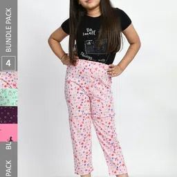 BAESD Girls Pack Of 4 Printed Pure Cotton Lounge Pants-image-38