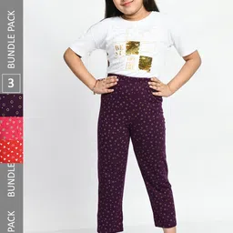 BAESD Girls Pack of 3 Printed Lounge Pants-picture-12