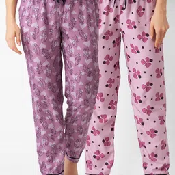 FashionRack Women Pack of 2 Purple & Pink Printed Lounge Pants-picture-24