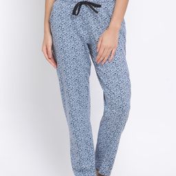 Kanvin Women Blue Printed Cotton Lounge Pants-image-94