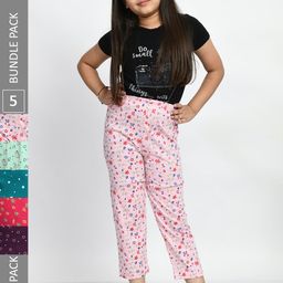 BAESD Girls Pack Of 5 Printed Pure Cotton Lounge Pants-image-108