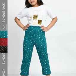 BAESD Girls Pack of 3 Printed Cotton Lounge Pants-image-9
