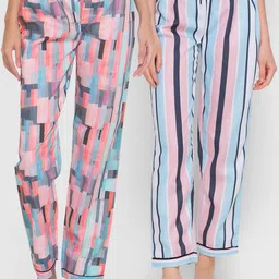 FashionRack Women Pack of 2 Printed Cotton Lounge Pants-picture-24