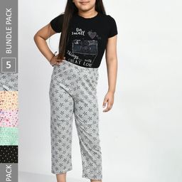 BAESD Girls Pack Of 5 Printed Pure Cotton Lounge Pants-image-98
