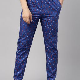 Bushirt Men Blue Printed Pure Cotton Lounge Pants-image-96